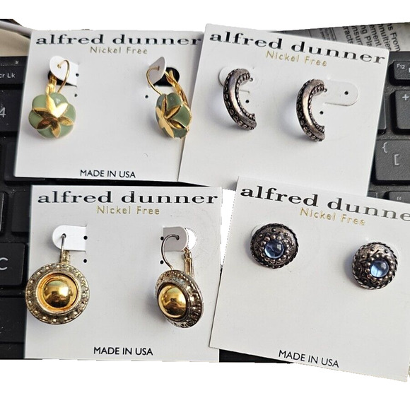 NIP Alfred Dunner 8 pairs of nickle free pierced earrings - Stud and Dangle Drop - Picture 2 of 2